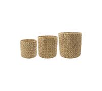 Lot de 3 paniers en jacinthe d'eau naturelle Roun