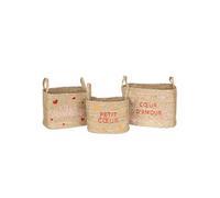 - Lot de 3 paniers en osier assortis motifs cour - Beige