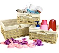 Lot de 3 paniers en osier et rotin, 3 tailles pour les articles cosmétiques, pour le tri, stable