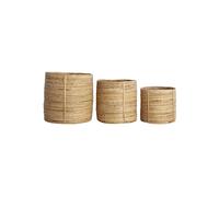 Lot de 3 paniers en rotin et bambou beige, ronds - House Doctor, Chaka - Ø22x22 cm