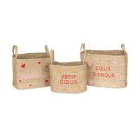 Atmosphera - Lot de 3 paniers Enfant neree Motif cœur l28 33 38cm