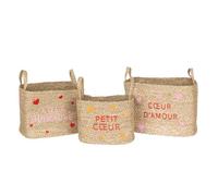 Atmosphera Lot de 3 paniers enfant Neree motif cœur L28/33/38 cm