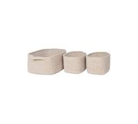 AltoBuy URSULE - Lot de 3 Paniers Gigogne en Coton Beige