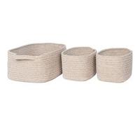 AltoBuy URSULE - Lot de 3 Paniers Gigogne en Coton Beige