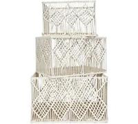 HOME DECO FACTORY, RG0022, Panier Rectangulaire Gigogne X3 Boho - Rangement Décoratif Pratique et Élégant pour Maison - Idéal pour Jouets, Vêtements, Accessoires - Taille : Grande, Beige