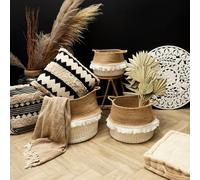 Paniers de rangement à franges et fibres dorées (Lot de 3)