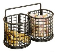 Lot de 3 paniers muraux en fer avec grille ventilée pour ranger l'ail, l'assaisonnement, les racines et les oignons dans n'importe quelle cuisine Noir