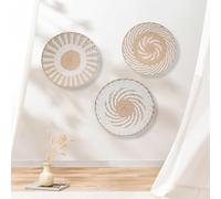 Lot de 3 paniers muraux rustiques en rotin tressé, Paniers muraux surdimensionnés, Idée cadeau pour une suspension intérieure
