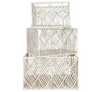 Lot de 3 paniers rectangulaires bohème collection GIGOGNE coloris beige