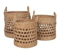 Lot de 3 paniers ronds en jonc de mer naturel - LOBAK - ALTOBUY Bois