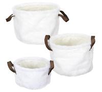 Lot de 3 paniers ronds fausse fourrure collection FOURRURE coloris blanc