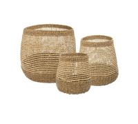 Lot de 3 paniers ronds Giulia roseau naturel
