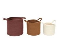 Lot de 3 Paniers Tressés Terracotta Marron et Blanc Crème - BRENDA - ALTOBUY