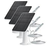 Lot de 3 Panneau Solaire de 5W pour Caméra Surveillance Exterieure sans Fil, Mini Panneau Solaire pour Caméra Eufy, avec Ports Micro USB et USB-C, Étanche IP65, Câble de Charge de 3m