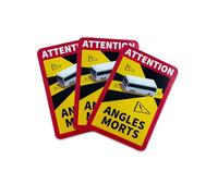 Lot de 3 panneaux d'avertissement magnétiques - Attention aux angles morts - Pour camping-car - Angle mort - 17 x 25 cm - Pour bus et caravane
