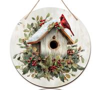 Lot de 3 panneaux de bienvenue pour porte d'entrée, hiver rustique, cardinal, houx, panneaux de bienvenue d'extérieur en bois rouge pour porche, porte d'entrée, décoration d'intérieur