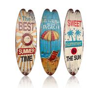 Lot de 3 panneaux de décoration pour planche de surf, panneau de bienvenue à la plage, panneau de bar tropical, décoration murale pour l'extérieur, planche de surf, décoration de piscine pour