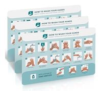 Lot de 3 panneaux « How To Wash Your Hands » - 297 mm x 210 mm - Autocollant en vinyle mat - Imperméable - Hygiène et sécurité