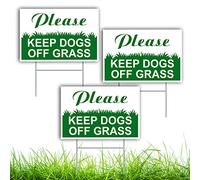 Lot de 3 panneaux « Keep Dogs Off Grass » avec piquet - 15,2 x 22,9 cm double face en coroplast Keep Dogs Off Lawn - Panneau « Keep Off Grass » - Panneau « No Dogs on Grass Allowed »