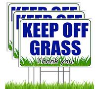 Lot de 3 panneaux « Keep Off Grass » avec piquet - 20,3 x 30,5 cm double face en coroplast Do Not Walk on Grass - Keep Dogs Off Lawn - Panneaux Stay Off Grass pour cour 1