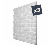 Lot de 3 Panneaux muraux décoratif 3D Polystyrène effet Briques DECOON - 60x60x2,5 cm - 1,08m2