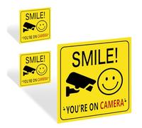 Lot de 3 panneaux « Smile You Are On Camera », autocollants en vinyle pour extérieur, réfléchissants, pour avertir/notifier les visiteurs ou les clients (100 mm x 100 mm)