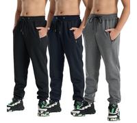 Lot de 3 Pantalons de Loisirs pour Garçon, Jogging, Amples et Extensibles, Confortables, Automne et Hiver, #3SE Gris Foncé/Noir/Bleu Marine, 134-140