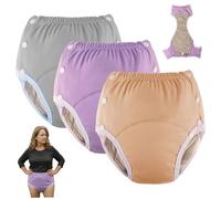 Lot de 3 pantalons d'incontinence réutilisables et lavables, slips anti-fuite en coton mélangé pour femmes, hommes et adultes (M, 3 couleurs)