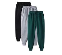 Lot de 3 Pantalons Sport Femme/Homme Ceinture Elastique avec Bas cintré Pantalons Long Uni-Couleur avec Poche À Cordon De Serrage Joggers Casual Pants pour Gym Sport Jogging Running