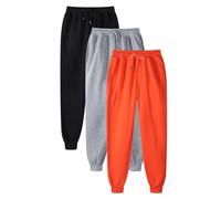Lot de 3 Pantalons Sport Femme/Homme Ceinture Elastique avec Bas cintré Pantalons Long Uni-Couleur avec Poche À Cordon De Serrage Joggers Casual Pants pour Gym Sport Jogging Running
