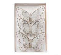 Lot de 3 papillons brillants ajourés comme superbes décorations d'arbre pour les fêtes (couleur B)