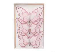 Lot de 3 papillons en plastique à paillettes pour sapin de Noël, couronne et décoration de fête (E)