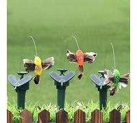 Lot de 3 papillons flottants alimentés par l'énergie solaire et par piles - Motif colibri, papillon, tournesol pour jardin, cour, plantes, fleurs, terrasse, paysage (couleur aléatoire)