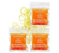 Lot de 3 paquets de 300 bandes élastiques intra-orales en caoutchouc orthopédique de 9,5 mm d'épaisseur - Fabriquées aux États-Unis (lourdes [184,3 g], 9,5 mm)
