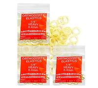 Lot de 3 paquets de 300 bandes élastiques intra-orales en latex ambré de 6,4 mm d'épaisseur - Fabriquées aux États-Unis (lourdes, 6,4 mm)