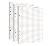 Lot de 3 paquets de papier de recharge A5 à 6 trous - Papier à carreaux - 14,5 x 21 cm - Rechargeable - 180 feuilles de papier de remplissage pour classeur à anneaux A5 - Pour carnet de notes, carnet