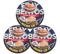 Lot de 3 paquets de tarte à la viande avec steak Bentos et rein 425 g