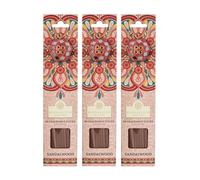 Lot de 3 Paquets d'encens en Bois de Santal 120 bâtonnets d'Inde | 3 boîtes d'encens d'encens Faits à la Main Asiatique | 3 Supports d'encens Ronds