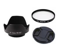 Lot de 3 pare-soleil, filtre UV, bouchon d'objectif de 52 mm de diamètre, kit de pare-soleil ES-62 II avec filtre UV et bouchon d'objectif pour objectif 50 mm f/1.8 II, noir