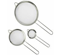 ipow 3 Pcs Passoire cuisine/Tamis la Farine en Acier Inox avec Poignée Mailles Fine 7cm,12cm et 18cm pour Poudre Pâtisserie égoutter Nouille/Riz passer Sauces Filtrer sur Bol/Bassin Manche pour l'accrocher