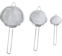 Lot De 3 Passoires Chinois - Acier Inoxydable - Diamètres 8/12/16 Cm - Mailles Fines - Poignées Confortables - Compatibles Lave-Vaisselle
