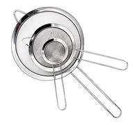 Lot de 3 passoires de cuisine - 7,6/14/20 cm - En acier inoxydable - Avec longue poignée - Pour la cuisson, la farine, la séparation des protéines, le jus, etc