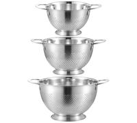 Lot de 3 passoires en acier inoxydable avec poignée et base ronde en métal pour pâtes, spaghettis, légumes, fruits et riz (diamètre du bol : 17/19/23 cm)