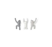 Lot de 3 patères murales avec fixations assortis gris Buddy Hook - Umbra - Gris - Plastique Gris