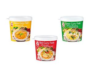 Lot de 3 Pâtes au Curry Cock 3 x 400g Jaune - Vert - Rouge Thai Rouge Jaune Pamai Pai