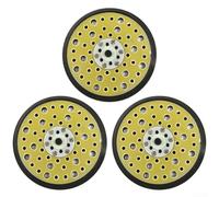 Lot de 3 patins de support pour ponceuse orbitale aléatoire de 15,2 cm avec 54 trous pour l'extraction de la poussière, filetage 5/16 en polyuréthane pour outils de polisseuse jaune et noir