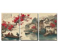 Lot de 3 Paysage Tableau Décoration Murale Affiche Décoration Chambre Impression sur Toile Petite ville Peintures sur Toile Murale Chambre Maison Suspendu Art Décorr,Cadeau Femme,20x30cmx3pcs,-f221b