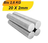 Lot de 3 pcs 20mm x 2mm mini aimants néodyme ronds N38 petits aimants extra-forts, adaptés aux tableaux blancs, aimants de réfrigérateur, tableaux magnétiques et bien plus encore