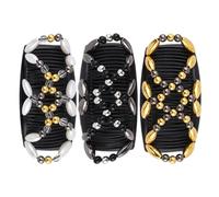 Lot de 3 peignes à cheveux à perles - Peigne à cheveux polyvalent pour femme - Clip peigne pour chignon - Pince à cheveux élastique - Convient pour la création de différentes coiffures (noir, blanc,