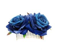 Lot de 3 peignes à cheveux en forme rose for mariée, fait la main, accessoire coiffure for bal promo Pour Carnaval, Fête, Mariage(Blue)